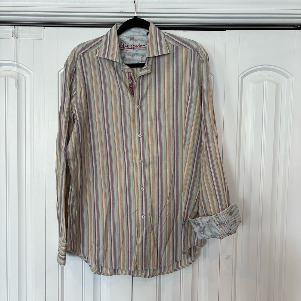 Robert Graham Stripe Button Down Shirt Size Medium